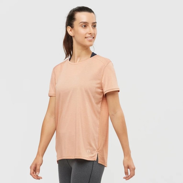 Camiseta Salomon Outline Summer Corta Sleeve Mujer Coral | MX HJOX056